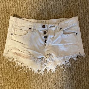 Free People White Jean Shorts